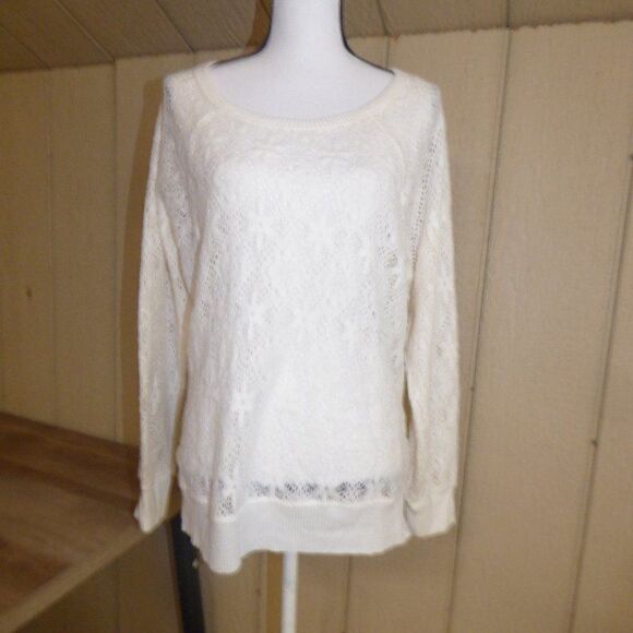 American Rag Lace Knit Ruffle Trim Hem  Sweater, L - Picture 1 of 6